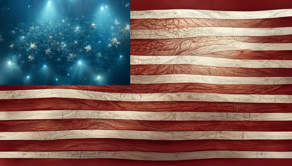 A stylized American flag made up of different 3D textures.