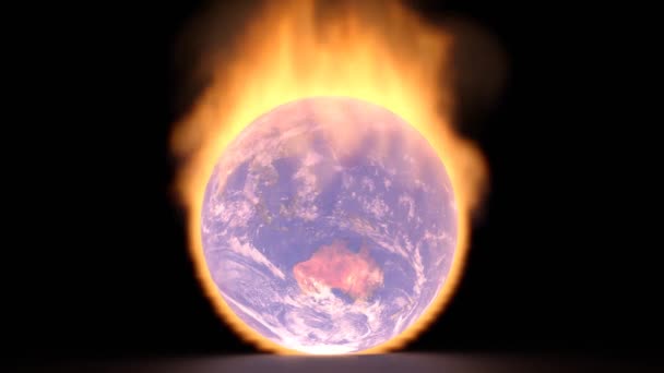 Die Welt Brennt Animation Der Erde Flammen — Stockvideo
