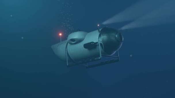 Uma Animação Submersível Mar Profundo Descendo Profundezas Oceano — Vídeo de Stock
