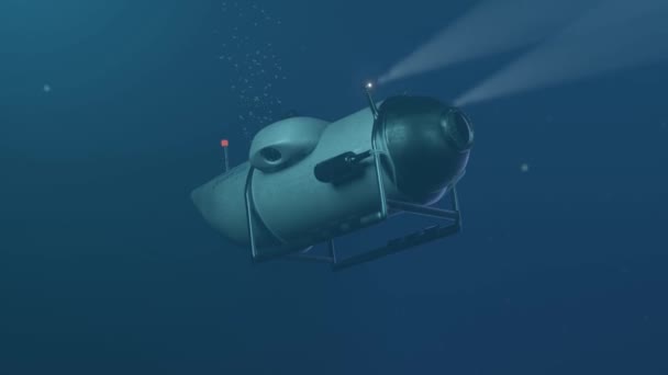 Animacja Głębinowego Zanurzenia Zanurzającego Się Głębinach Oceanu — Wideo stockowe