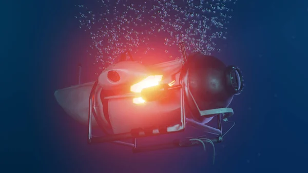 Illustration Deep Sea Submersible Imploding While Descending Ocean Depths Stock Image