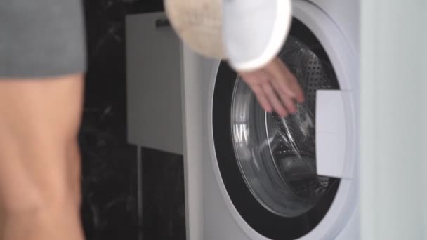Washing Dirty Sneakers Washing Machine Shoe Care — Stock Video