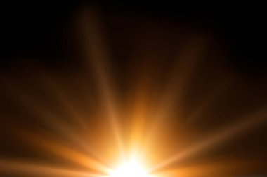 turuncu spot ışığı etkisi veya kreusküler ışınlar siyah arkaplanda izole edilmiş