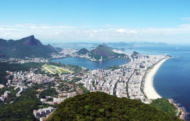 İki Kardeşler Tepesi 'nden Rio de Janeiro' nun güzel panoramik hava manzarası