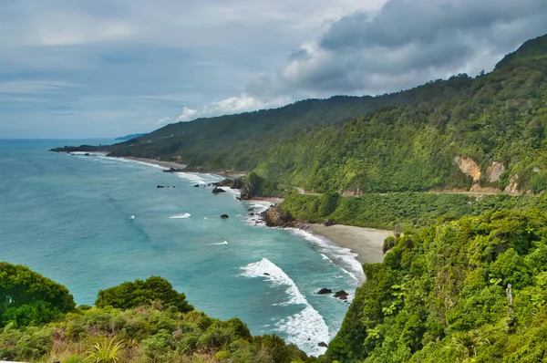 Вид Западное Побережье Южного Острова Новая Зеландия Пляжами Райдестом Между — стоковое фото