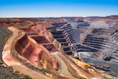 Inside the giant Super Pit or Fimiston Open Pit, the largest open pit gold mine of Australia.  clipart