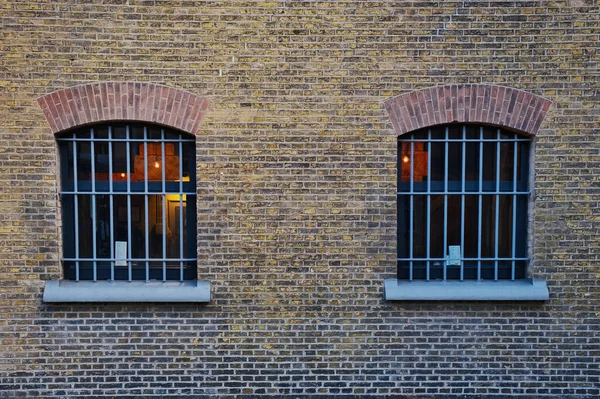 Barred Cell Windows Old Brick Wall 19Th Century Prison Leeuwarden — Stock Photo, Image
