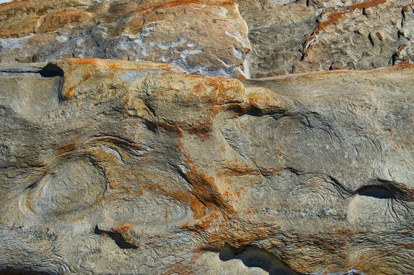 Detail Von Flechtenbedecktem Gestein Erodiert Abstrakte Formen Der Abgelegenen Küste — Stockfoto