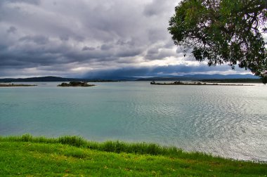 The Mallacoota Inlet, Wallagaraugh River, Gippsland, in the extreme northeast of Victoria, Australia, on a cloudy day with threatening rain clipart