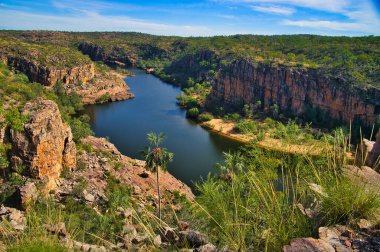 Nitmiluk 'taki Katherine Vadisi' nin muhteşem kumtaşı kanyonu (Katherine Gorge) Ulusal Parkı, Kuzey Bölgesi, Avustralya