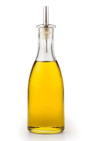 白色底色的橄榄油瓶 — 图库照片