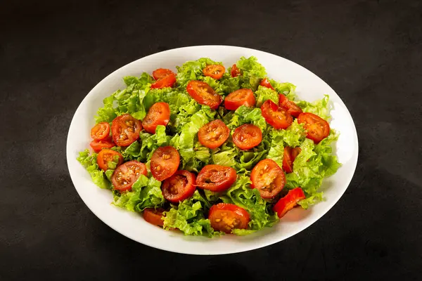 Ensalada Fresca Con Lechuga Tomate — Foto de Stock