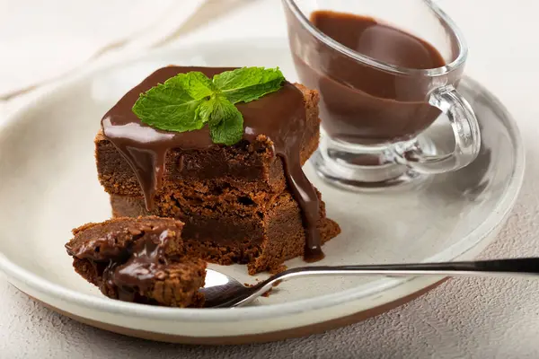 Délicieux Brownie Chocolat Morceaux — Photo