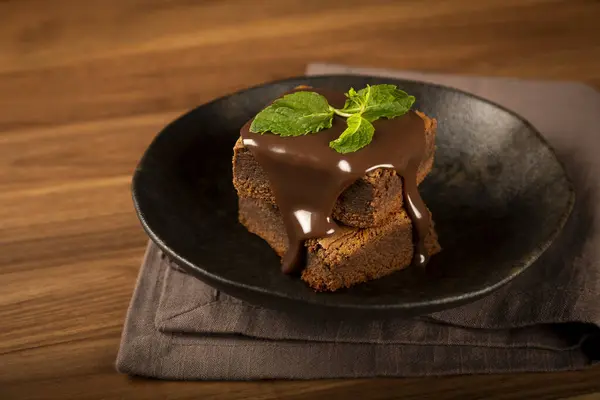 Deliciosas Piezas Chocolate Brownie —  Fotos de Stock
