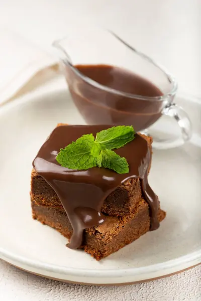 Deliziosi Pezzi Cioccolato Brownie — Foto Stock