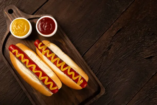 Hot Dog Ketchup Yellow Mustard — Stock Photo, Image