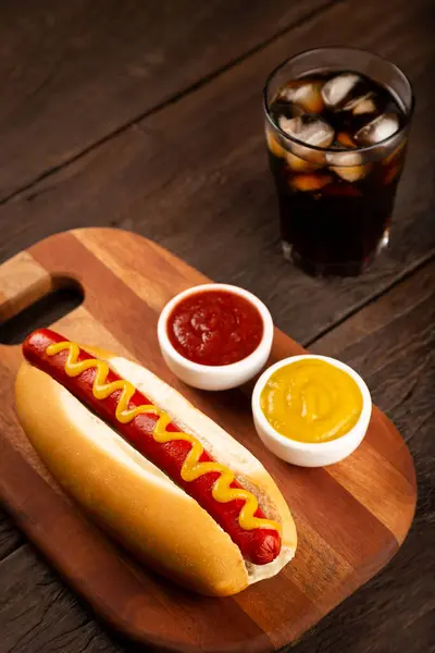 Hot Dog Napojem Gazowanym — Zdjęcie stockowe