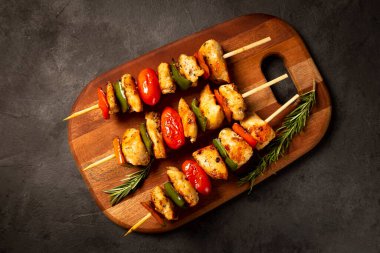 kebab - Grilled chicken meat with vegetables. clipart