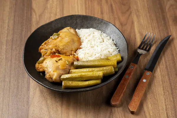 Chicken Okra Rice Typical Brazilian Dish — Stock Photo, Image