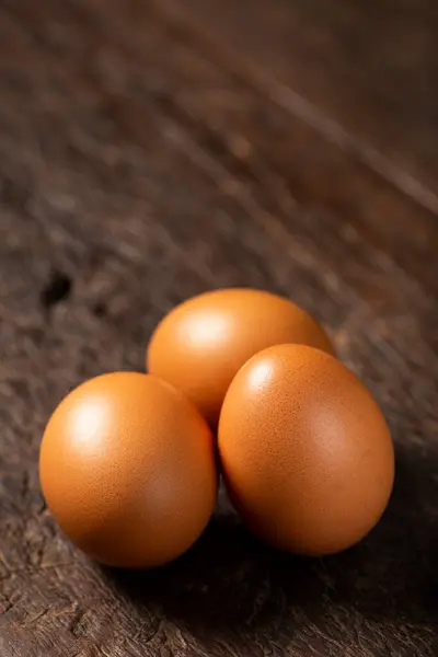 Brown Chicken Eggs Rises Table — Stock Photo, Image