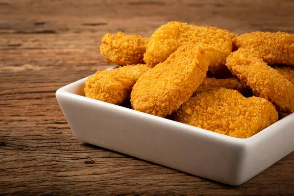 Gebratene Chicken Nuggets Mit Ketchp Und Rosensoße — Stockfoto