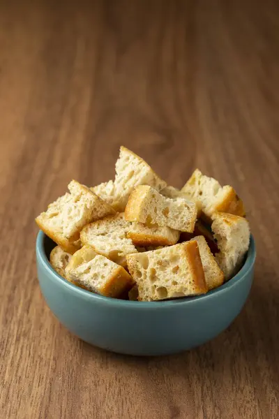 Delicious Crunchy Croutons Table — Stock Photo, Image