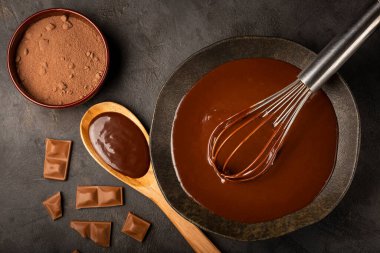 Lezzetli çikolatalı ganache. Sıcak çikolata..