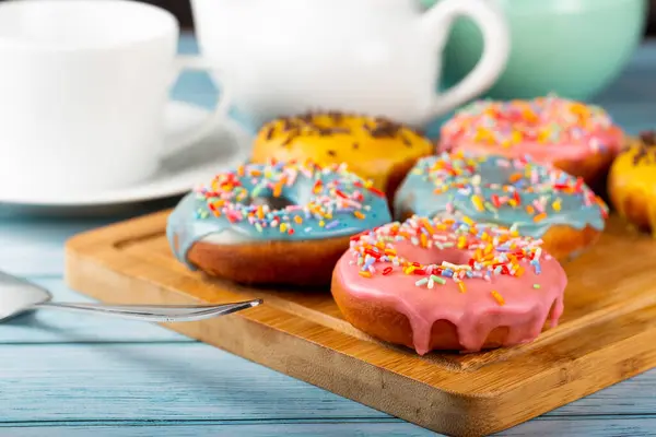 Delicious Assorted Colorful Donuts Table — Stock Photo, Image
