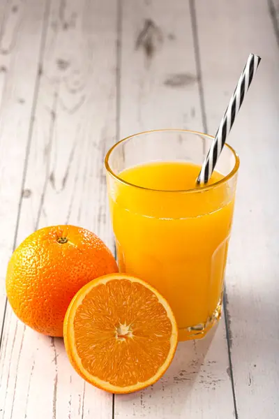 Glass Orange Juice Table — Stock Photo, Image