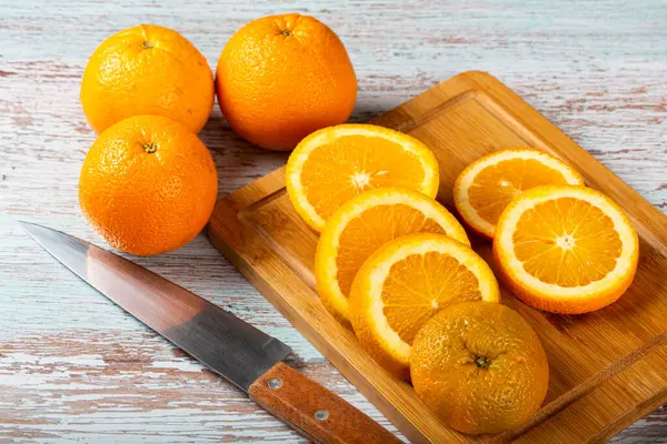 Sliced Fresh Oranges Table — Stock Photo, Image