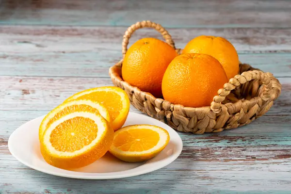 Sliced Fresh Oranges Table — Stock Photo, Image