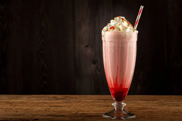 Strawberry Milkshake Whipped Cream — Stock Photo, Image
