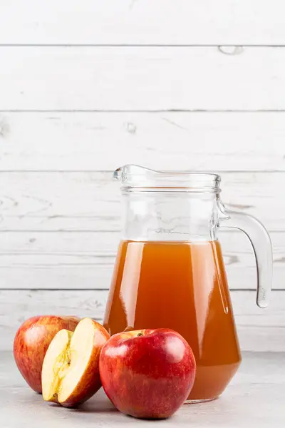 Apple Juice Red Apples Table — Stock Photo, Image