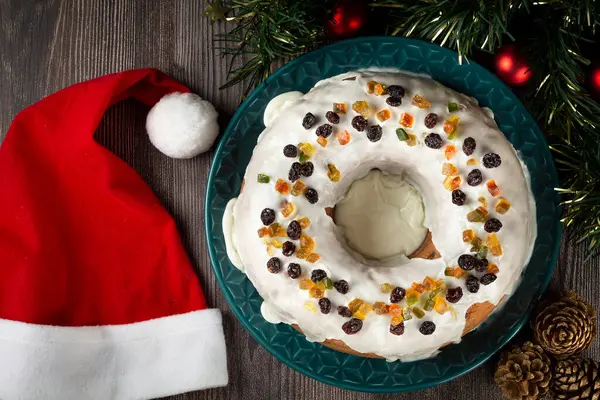 Torta Natale Con Fondente Canditi — Foto Stock