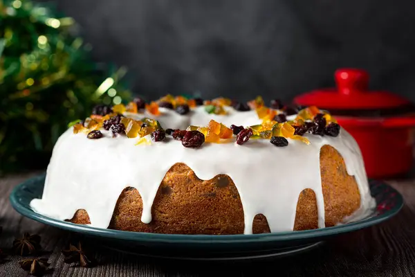 Pastel Navidad Con Fondant Fruta Confitada —  Fotos de Stock
