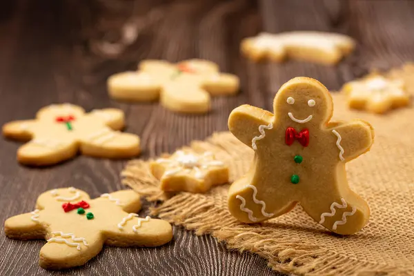 Vários Biscoitos Gengibre Caseiros Natal — Fotografia de Stock