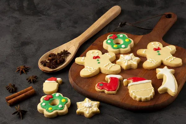Vários Biscoitos Gengibre Caseiros Natal — Fotografia de Stock
