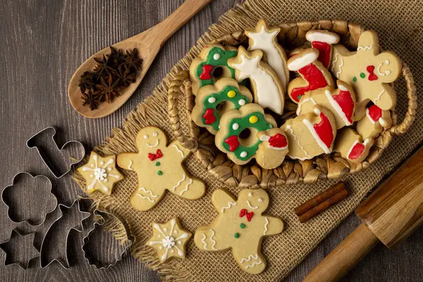 Verschiedene Hausgemachte Lebkuchen Weihnachten — Stockfoto