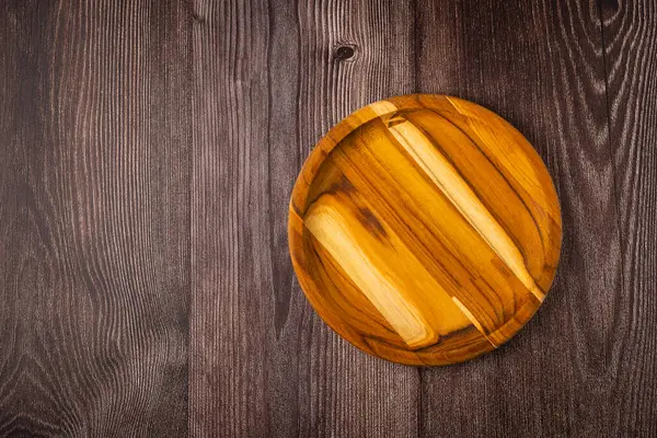 Empty Plate Wooden Table Top View Image — Stock Photo, Image