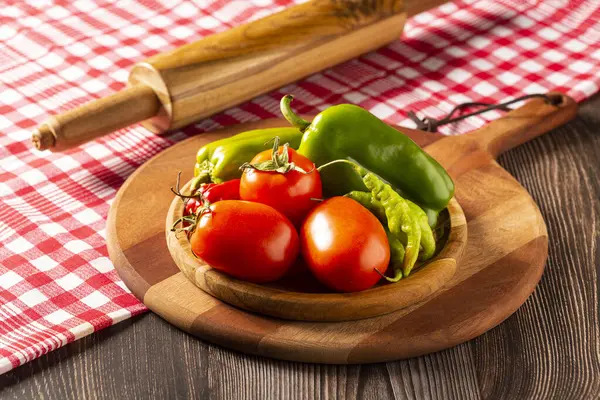 Wooden Table Ingredients Pizza — Stock Photo, Image