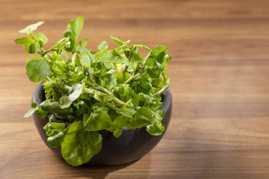 Masadaki yeşil su teresi..