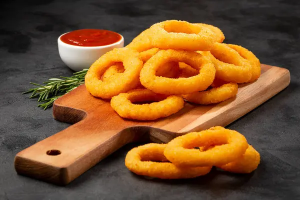 Rondelles Oignon Croustillantes Ketchup — Photo