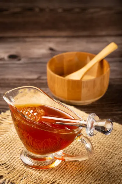 Honey Glass Bowl Table — Stock Photo, Image