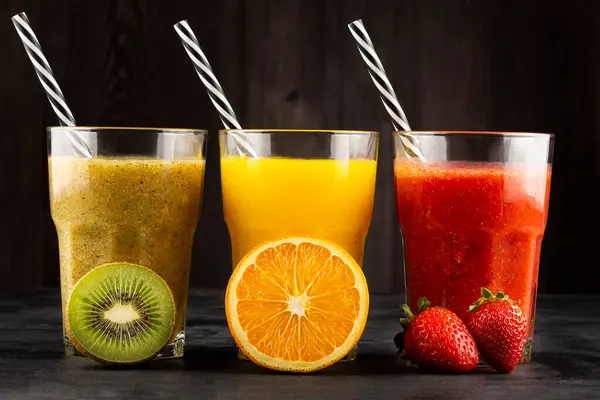 Variety Fruit Juices Fruit Smoothies — Stock Photo, Image