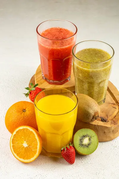 Variety Fruit Juices Fruit Smoothies — Stock Photo, Image