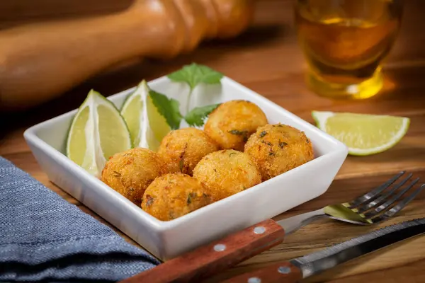 Cod Dumpling Traditional Brasilian Snack Bunuelos Bacalao — Stock Photo, Image