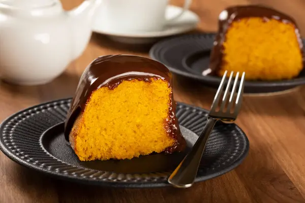 Морковный Торт Шоколадной Глазурью Бразильский Торт — стоковое фото