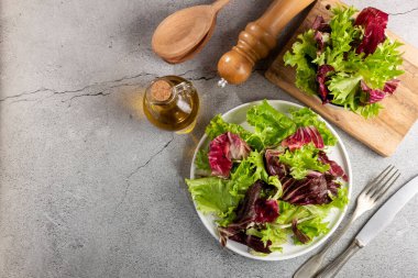 Sağlıklı taze salata karışımı. Yaprak salatası.