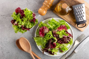 Sağlıklı taze salata karışımı. Yaprak salatası.