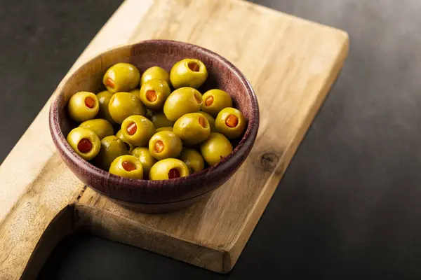 Stuffed Green Olives Bowl — Stock Photo, Image